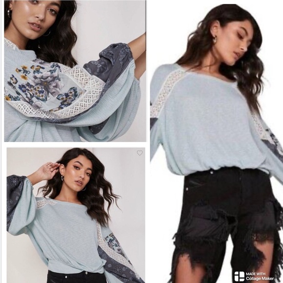 NWOT Free People color splash top in mint - Picture 1 of 11